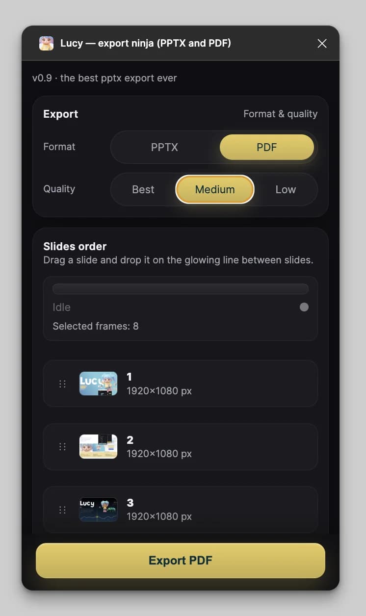 Lucy PDF export mode