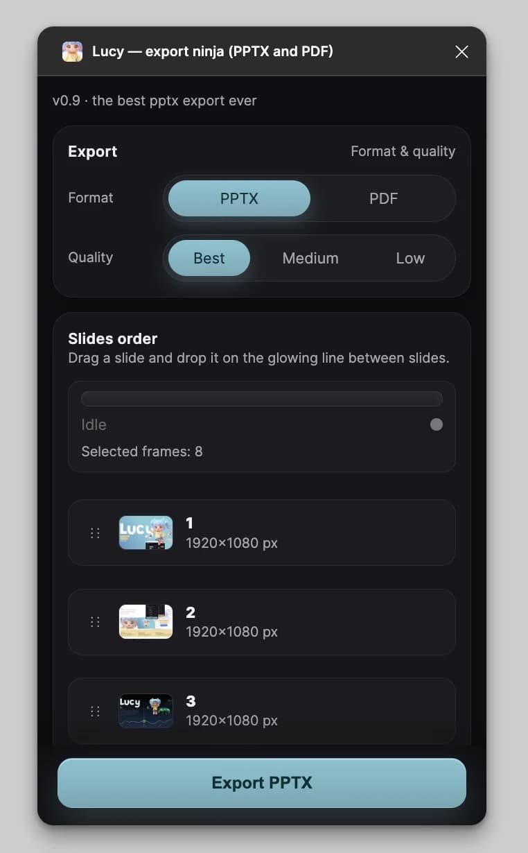 Lucy PPTX export mode