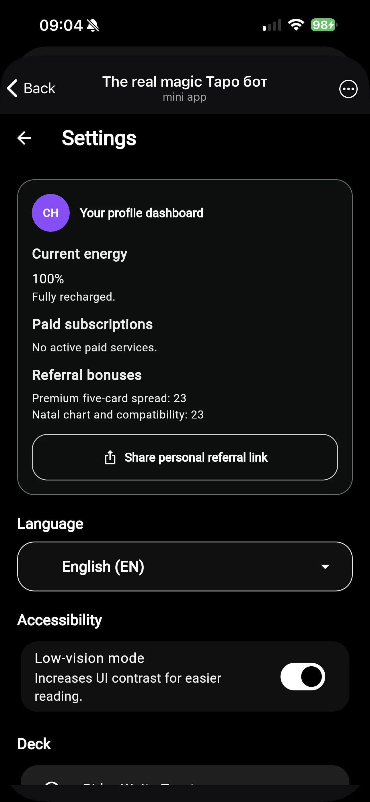 The Real Magic settings