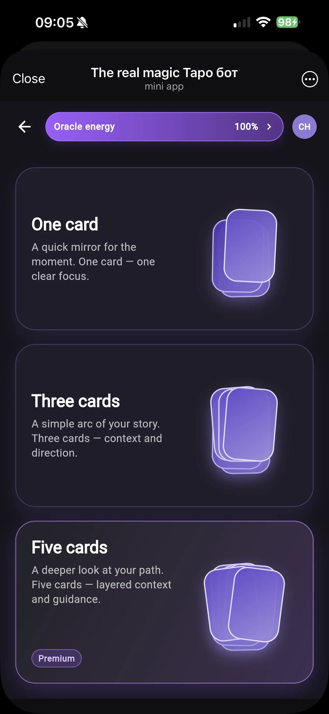 The Real Magic spread selection