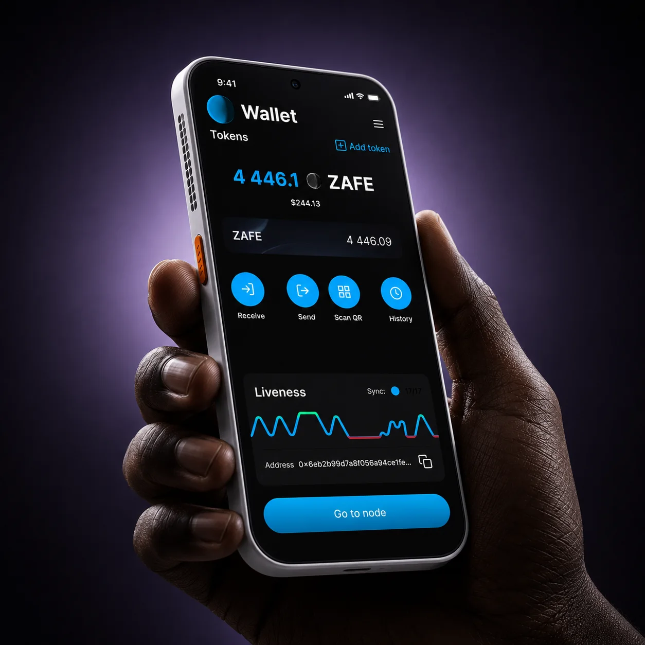 Zafe Wallet transfer screens