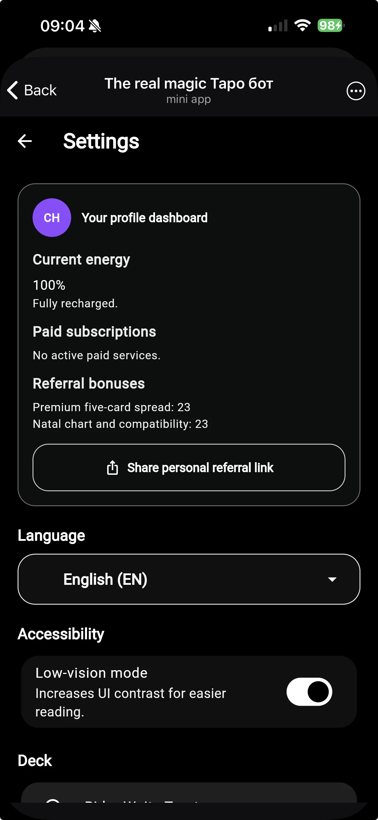 The Real Magic settings