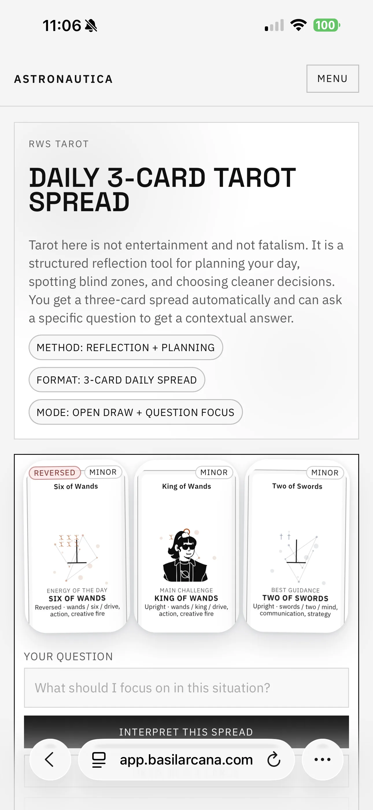 Astronautica tarot and ritual layer